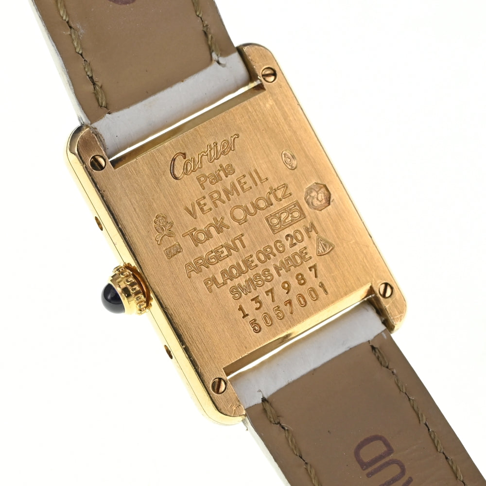 with paper CARTIER Must tank Vermeille 5057001 SV925 (Gold Plated) / Leather Ivory Dial Quartz Ladies
 Watch M#137800