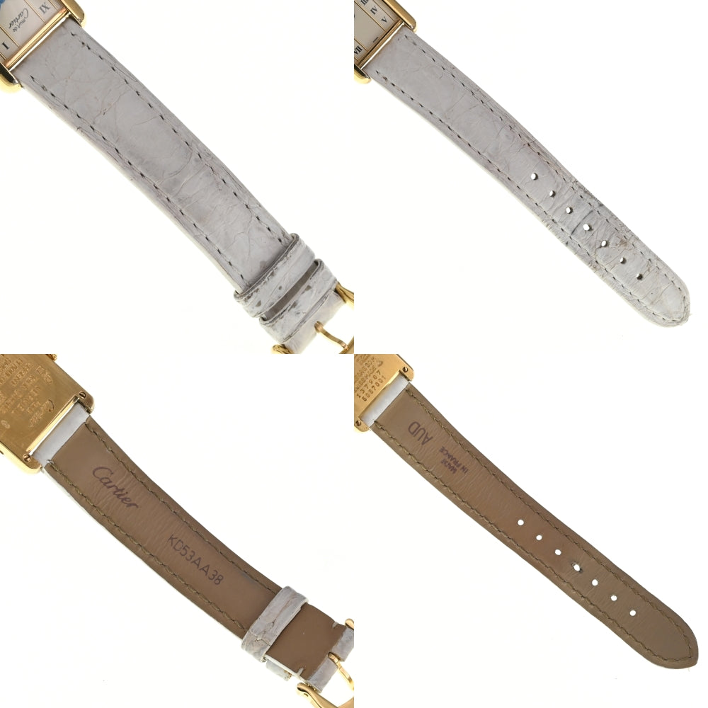 with paper CARTIER Must tank Vermeille 5057001 SV925 (Gold Plated) / Leather Ivory Dial Quartz Ladies
 Watch M#137800