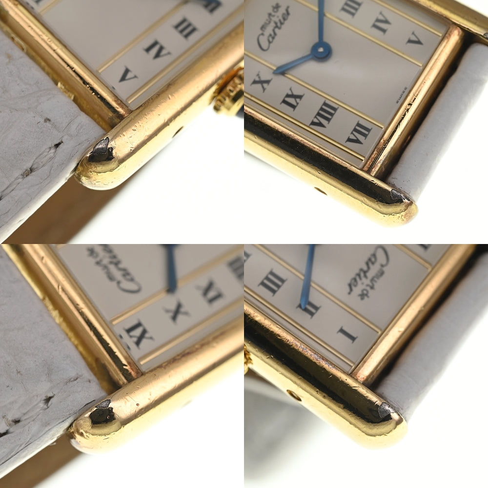 with paper CARTIER Must tank Vermeille 5057001 SV925 (Gold Plated) / Leather Ivory Dial Quartz Ladies
 Watch M#137800