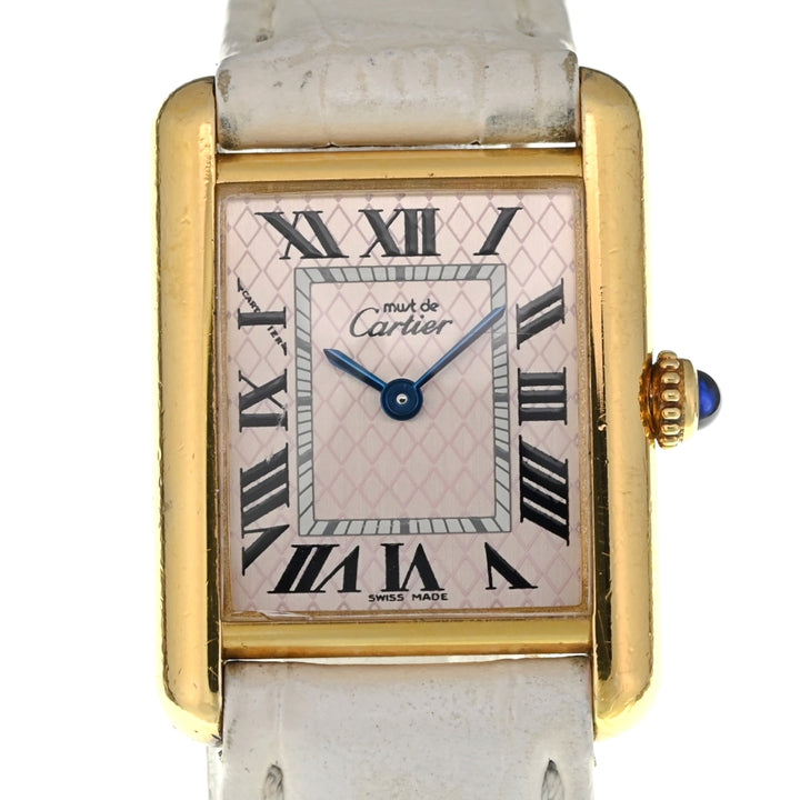 with paper CARTIER Must tank Vermeille W1018687 SV925 (Gold Plated) / Leather pink Dial Quartz Ladies
 Watch M#137801
