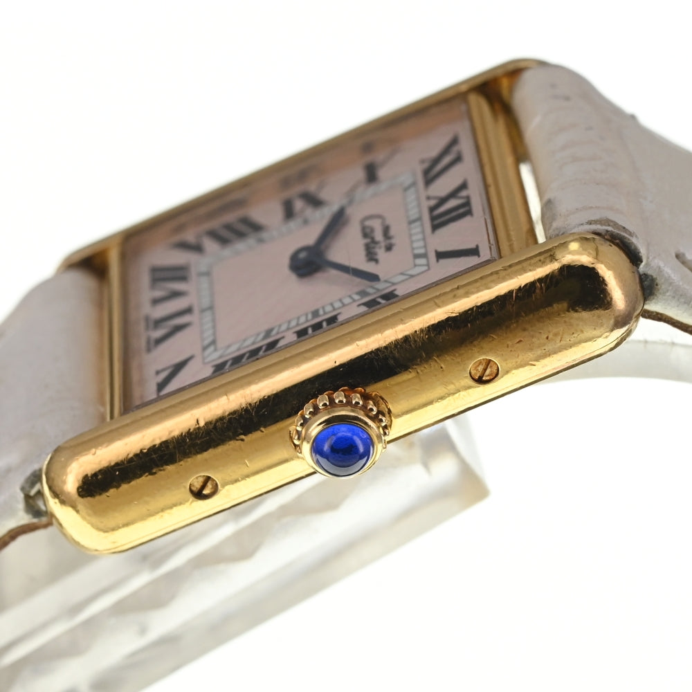 with paper CARTIER Must tank Vermeille W1018687 SV925 (Gold Plated) / Leather pink Dial Quartz Ladies
 Watch M#137801