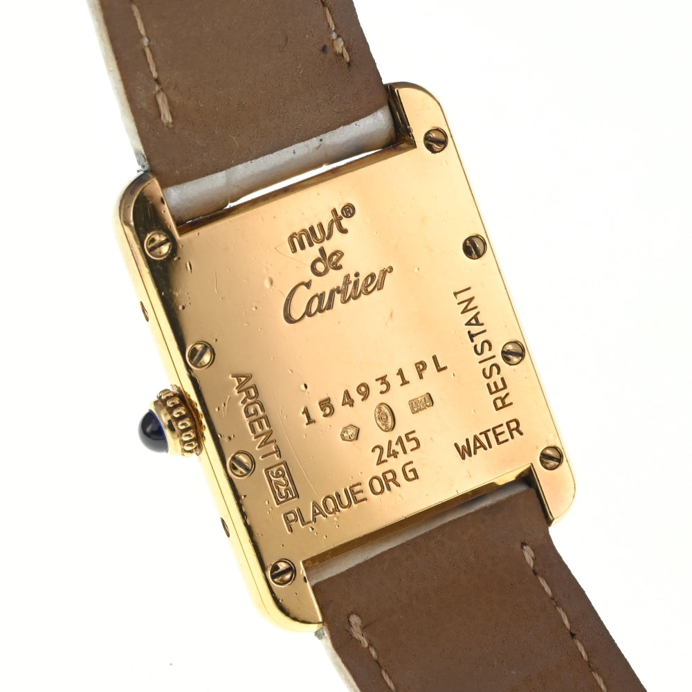 with paper CARTIER Must tank Vermeille W1018687 SV925 (Gold Plated) / Leather pink Dial Quartz Ladies
 Watch M#137801