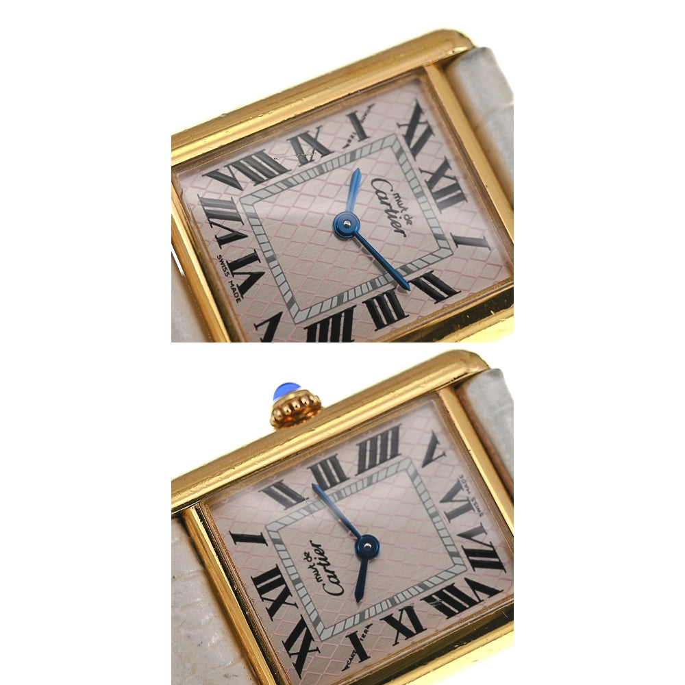 with paper CARTIER Must tank Vermeille W1018687 SV925 (Gold Plated) / Leather pink Dial Quartz Ladies
 Watch M#137801