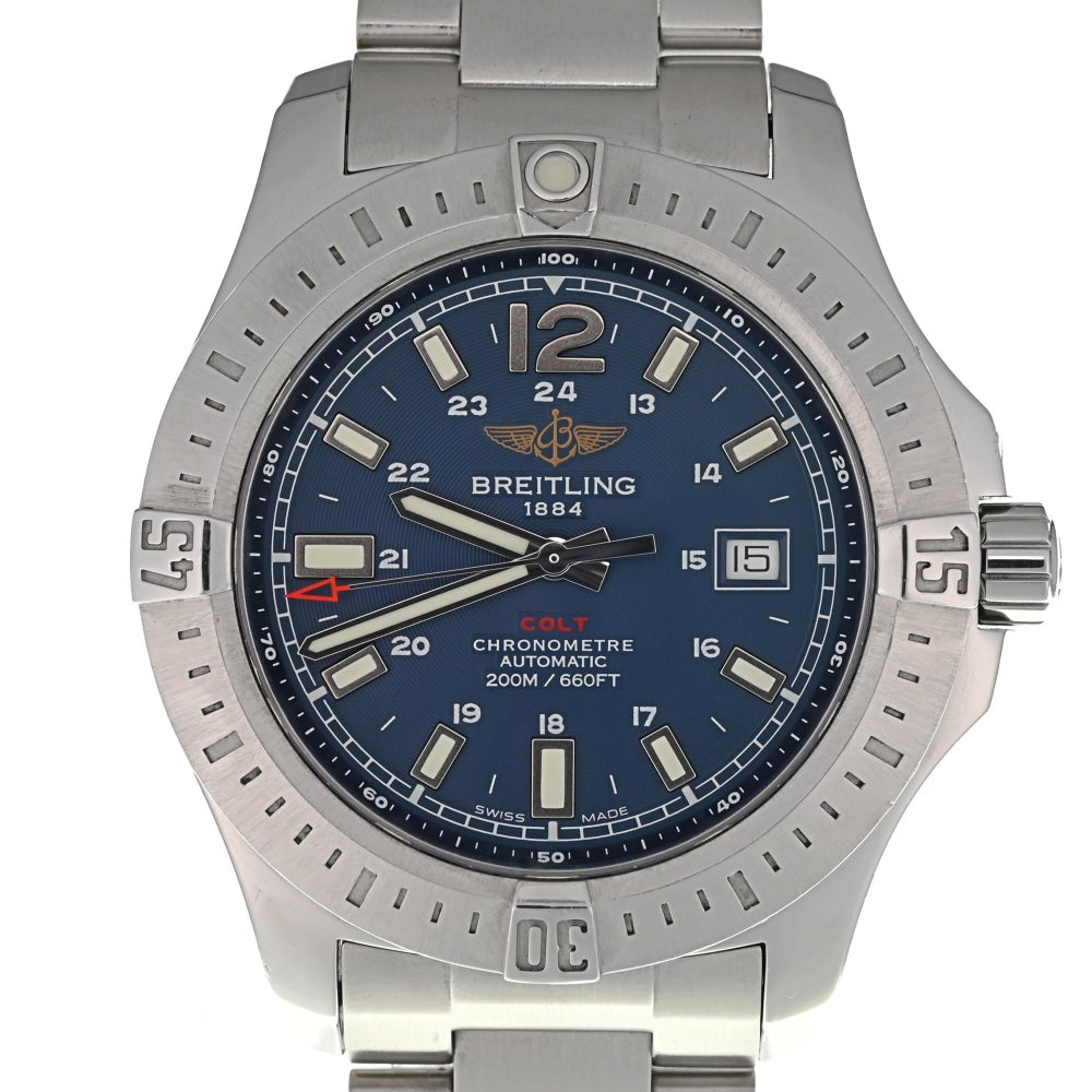 with paper BREITLING Colt A17388 Chronometer Date blue Dial Automatic Men's
 Watch M#137816