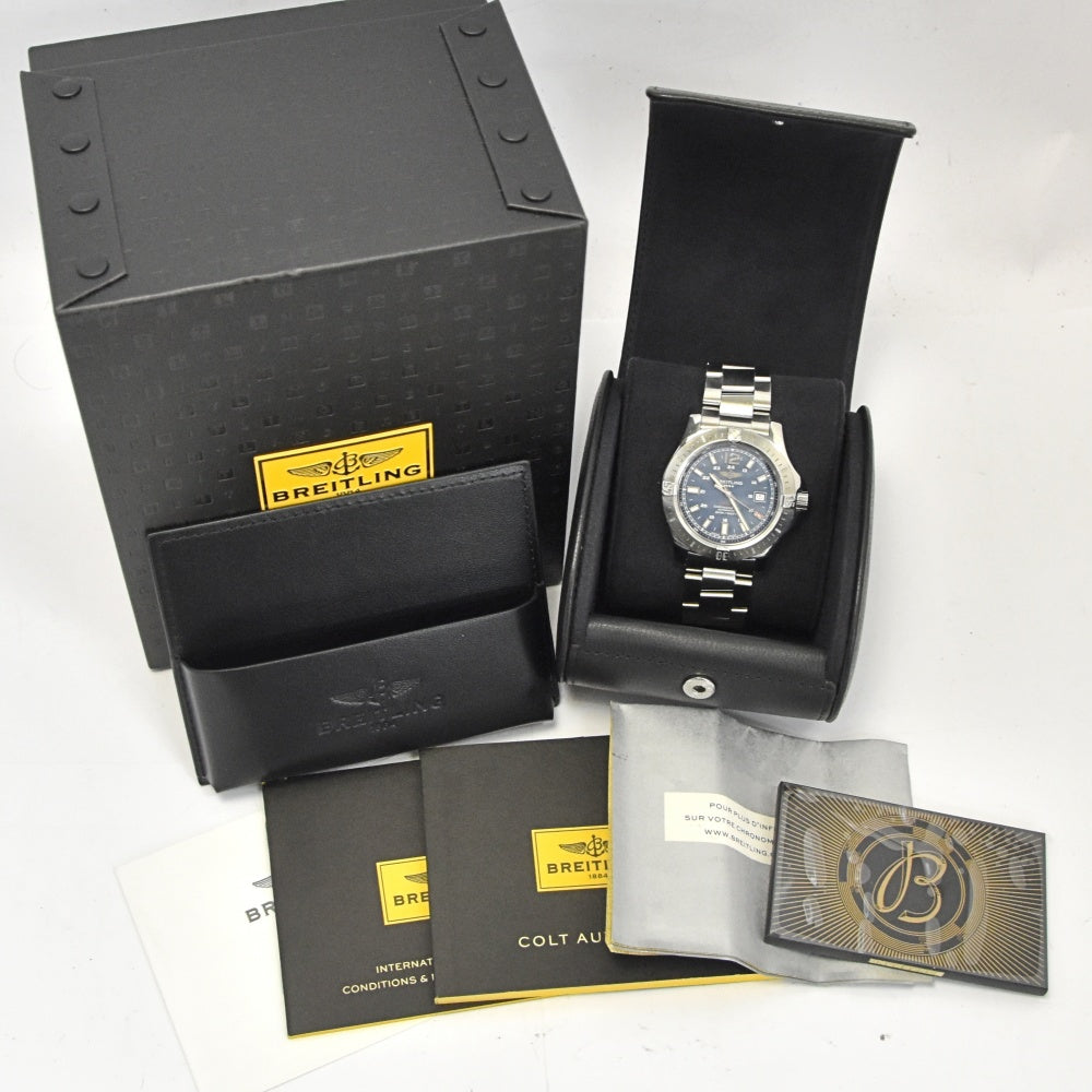 with paper BREITLING Colt A17388 Chronometer Date blue Dial Automatic Men's
 Watch M#137816