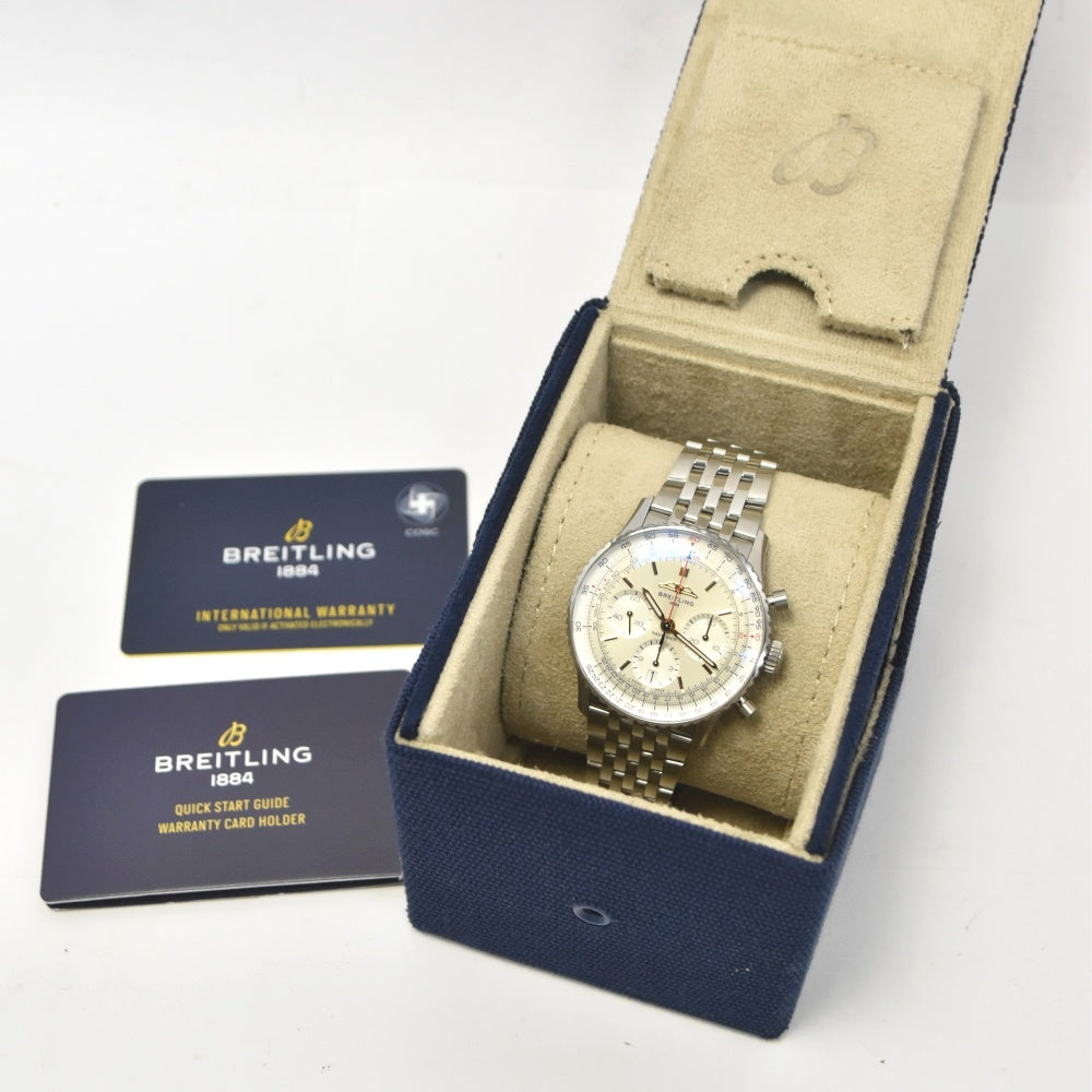 with paper BREITLING Navitimer B01 AB0139 Chronograph Date Silver Dial Automatic Men's
 Watch N#137905
