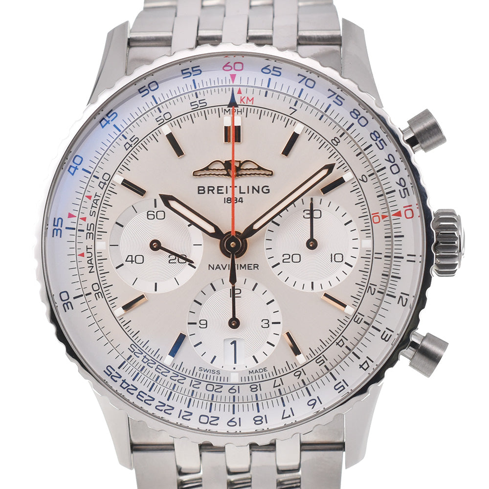 with paper BREITLING Navitimer B01 AB0139 Chronograph Date Silver Dial Automatic Men's
 Watch N#137905