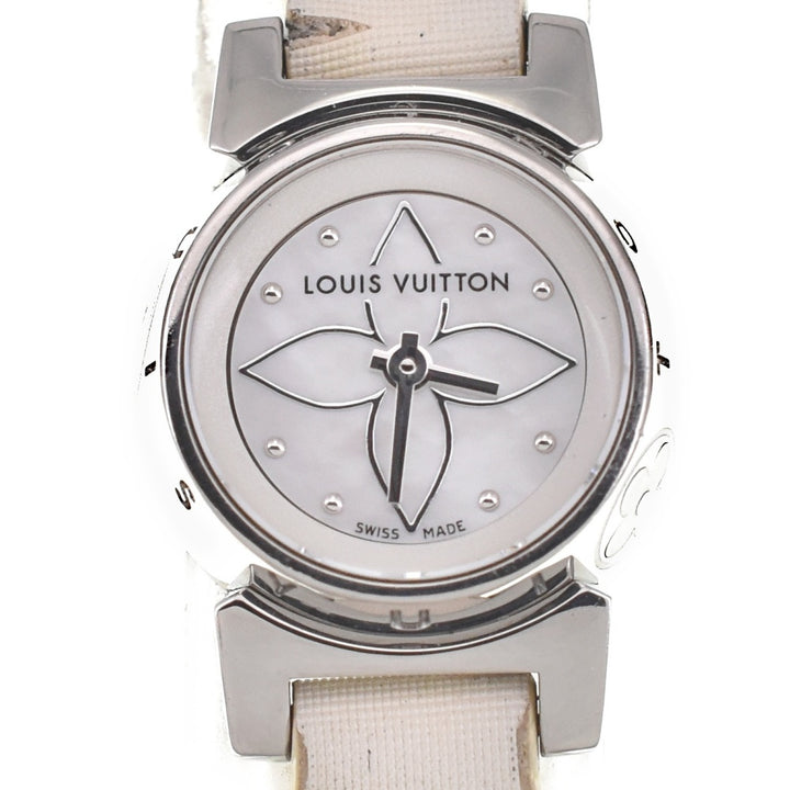LOUIS VUITTON Tambour Viju Petal Q151C triple coil White shell Dial Quartz Ladies
 Watch O#137951