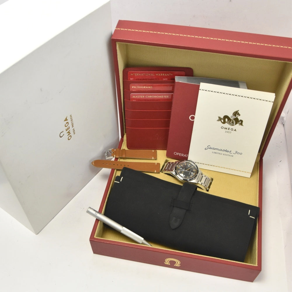 with paper OMEGA Seamaster300 234.10.39.20.01.001 1957 Trilogy CO-AXIAL black Dial Automatic Men's
 Watch P#137974