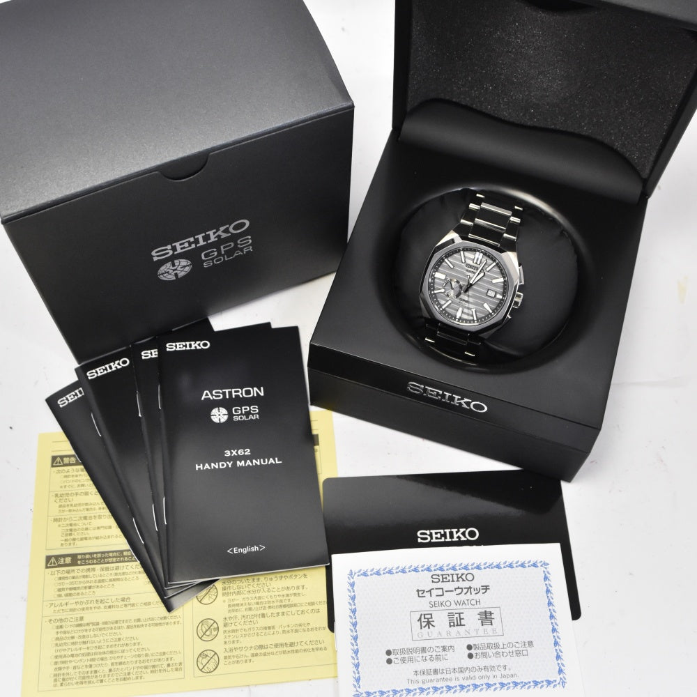 with paper SEIKO Astron Nexter SBXD017 Limited to 1500 pieces worldwide, titanium Silver Dial GPS Solar Men's
 Watch Q#138039