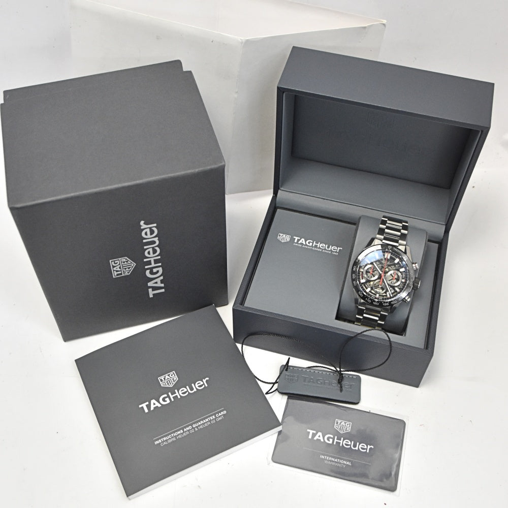 with paper TAG HEUER Carrera CBG2010.BA0662 Chronograph Ceramic Bezel Black Skeleton Dial Automatic Men's
 Watch O#138050