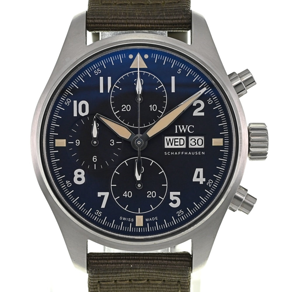 with paper IWC SCHAFFHAUSEN Pilot's Watch Spitfire IW387901 Chronograph black Dial Automatic Men's
 Watch Q#138116
