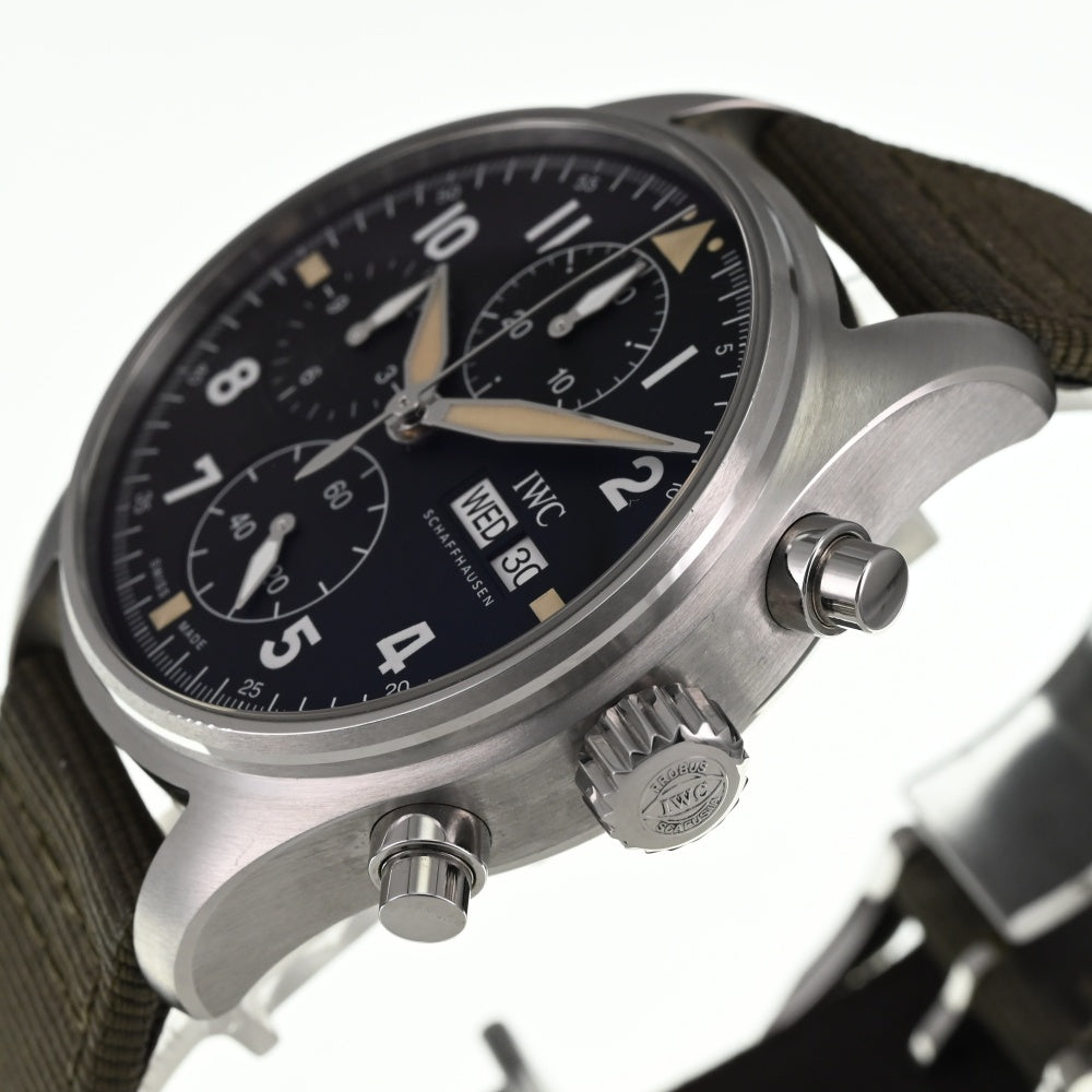 with paper IWC SCHAFFHAUSEN Pilot's Watch Spitfire IW387901 Chronograph black Dial Automatic Men's
 Watch Q#138116