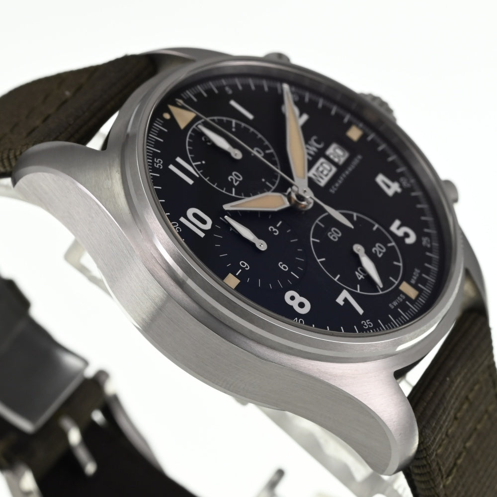 with paper IWC SCHAFFHAUSEN Pilot's Watch Spitfire IW387901 Chronograph black Dial Automatic Men's
 Watch Q#138116
