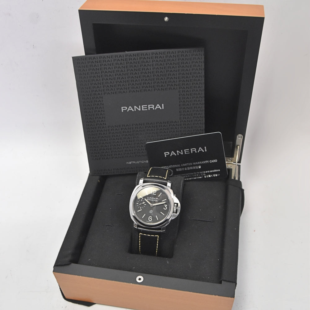 with paper PANERAI Luminor logo PAM01084 Small second black Dial Hand Winding Men's
 Watch Q#138130