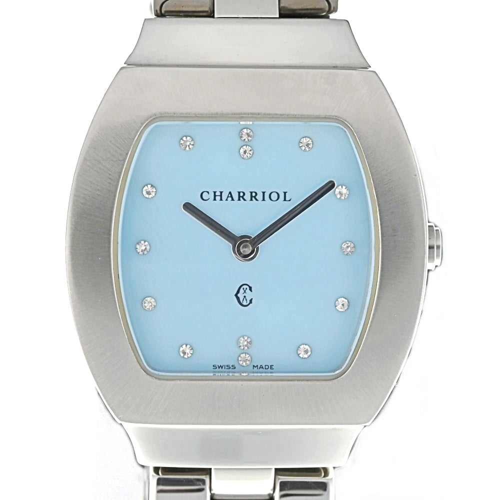 CHARRIOL Azur 14P diamond Light blue shell Dial Quartz Ladies
 Watch Q#138137