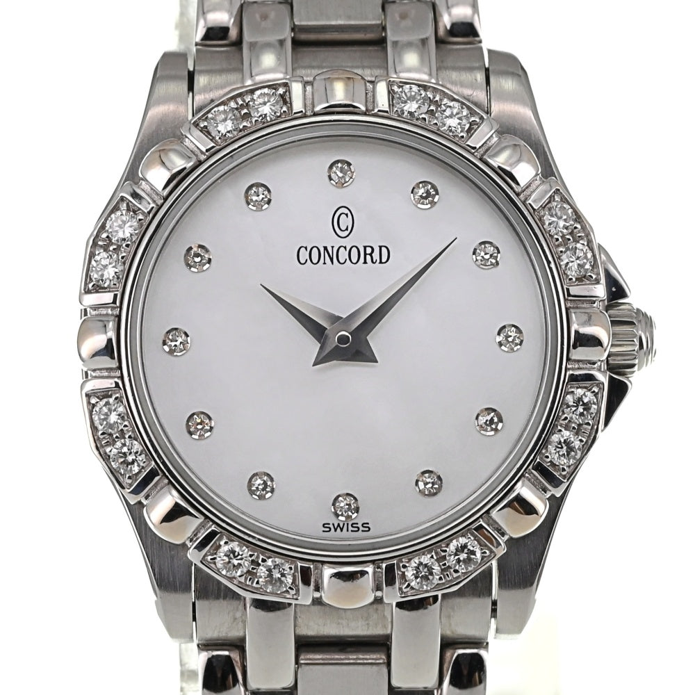 with paper Concord Saratoga 13-36-0275 diamond White shell Dial Quartz Ladies
 Watch P#138155