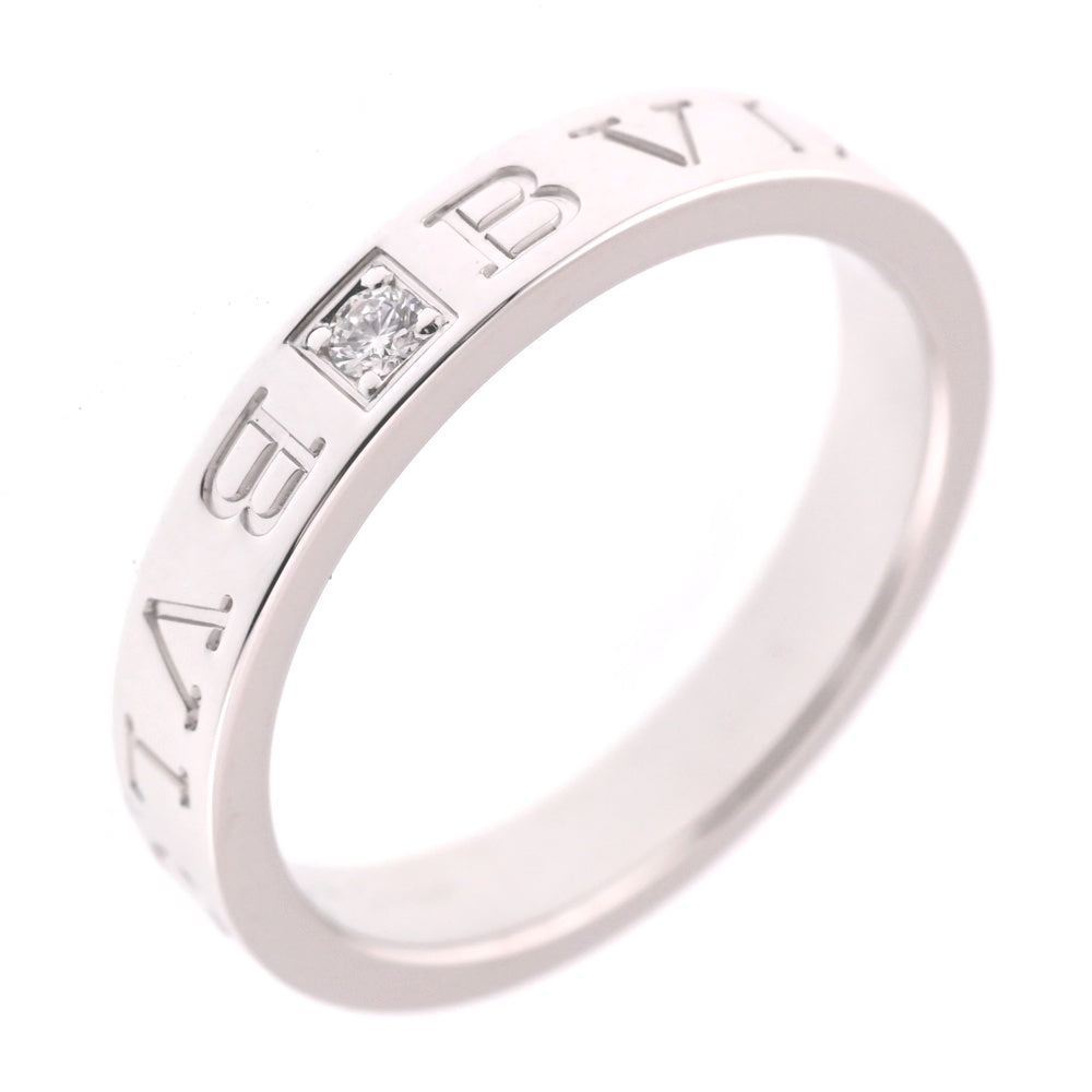 BVLGARI Double logo ring with diamonds Size 51/JP11 K18WG Ladies
 jewelry S#138186