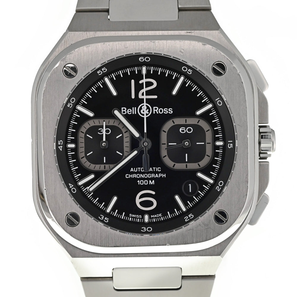 with paper Bell＆Ross BR 05 Chrono Black Steel BR05C-BL-ST-SST black Dial Automatic Men's
 Watch P#138201