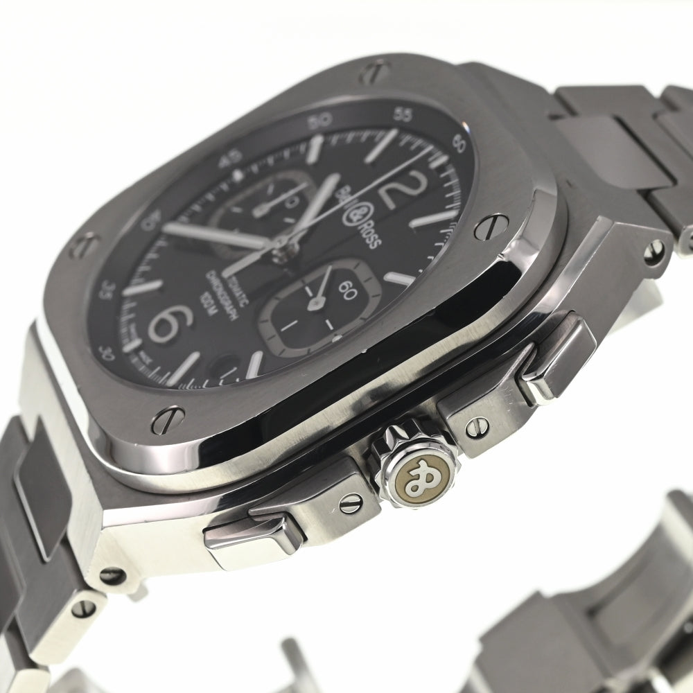 with paper Bell＆Ross BR 05 Chrono Black Steel BR05C-BL-ST-SST black Dial Automatic Men's
 Watch P#138201