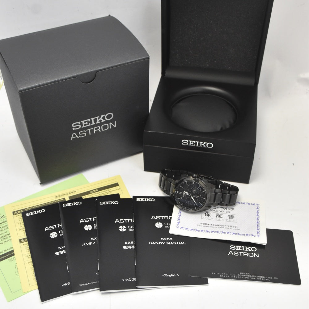 with paper SEIKO Astron Global Line SBXC069/5X53-0AV0 titanium black Dial GPS Solar Men's
 Watch O#138213