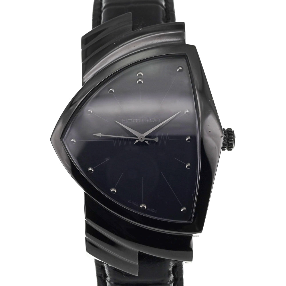 HAMILTON Ventura H244020 Stainless Steel / Leather black Dial Quartz Men's
 Watch O#138238