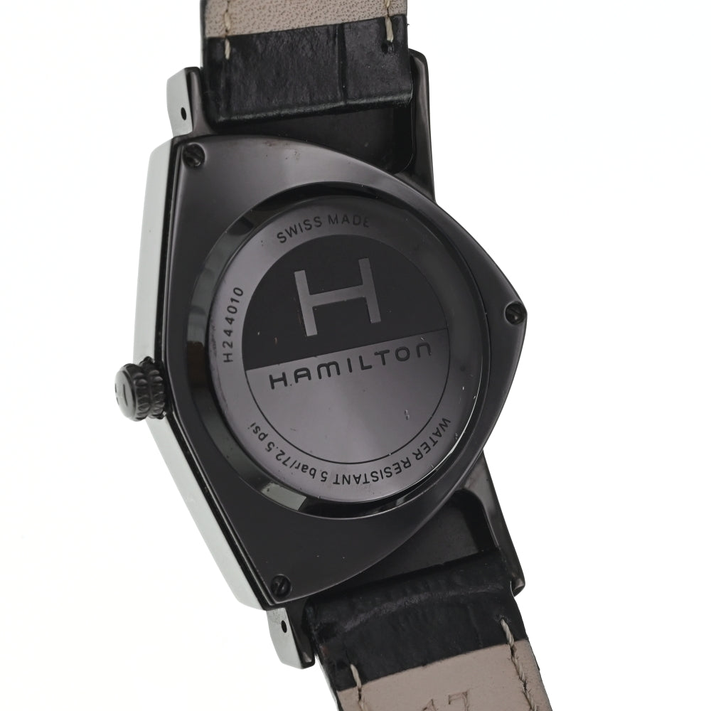 HAMILTON Ventura H244020 Stainless Steel / Leather black Dial Quartz Men's
 Watch O#138238