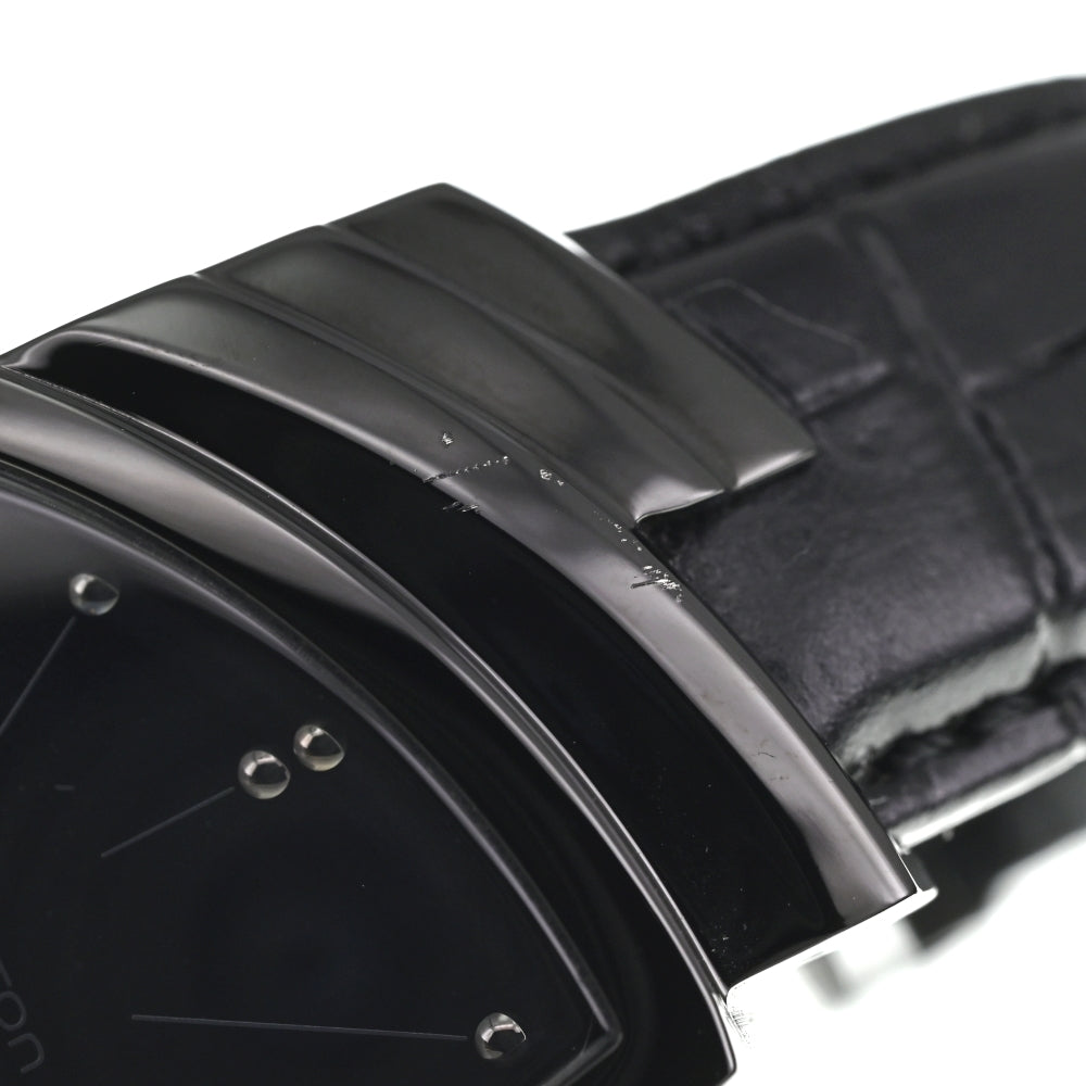 HAMILTON Ventura H244020 Stainless Steel / Leather black Dial Quartz Men's
 Watch O#138238