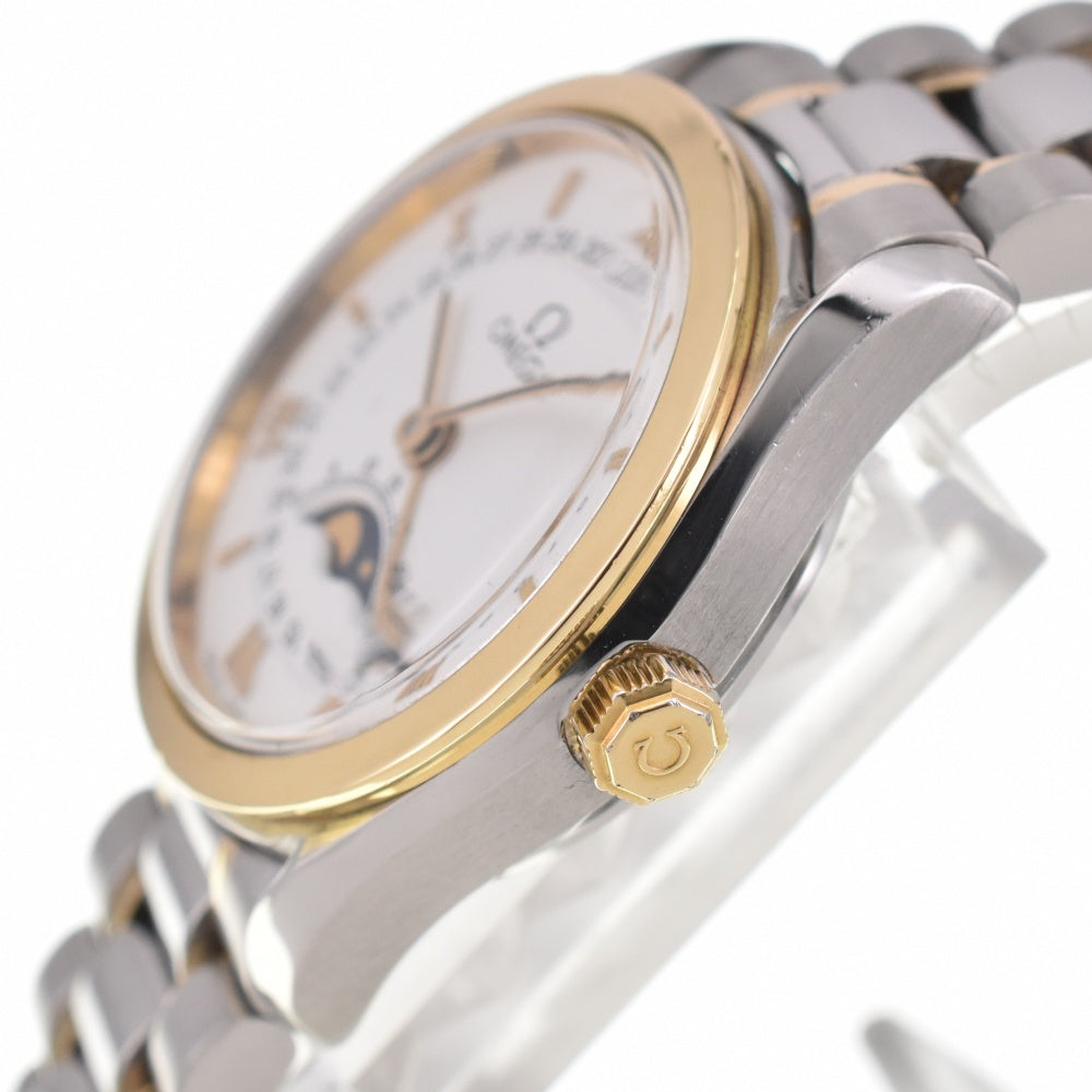 with paper OMEGA Classic 3380.2 Moon Phase Pointer Date Cal.721 white Dial Automatic Ladies
 Watch Q#138274