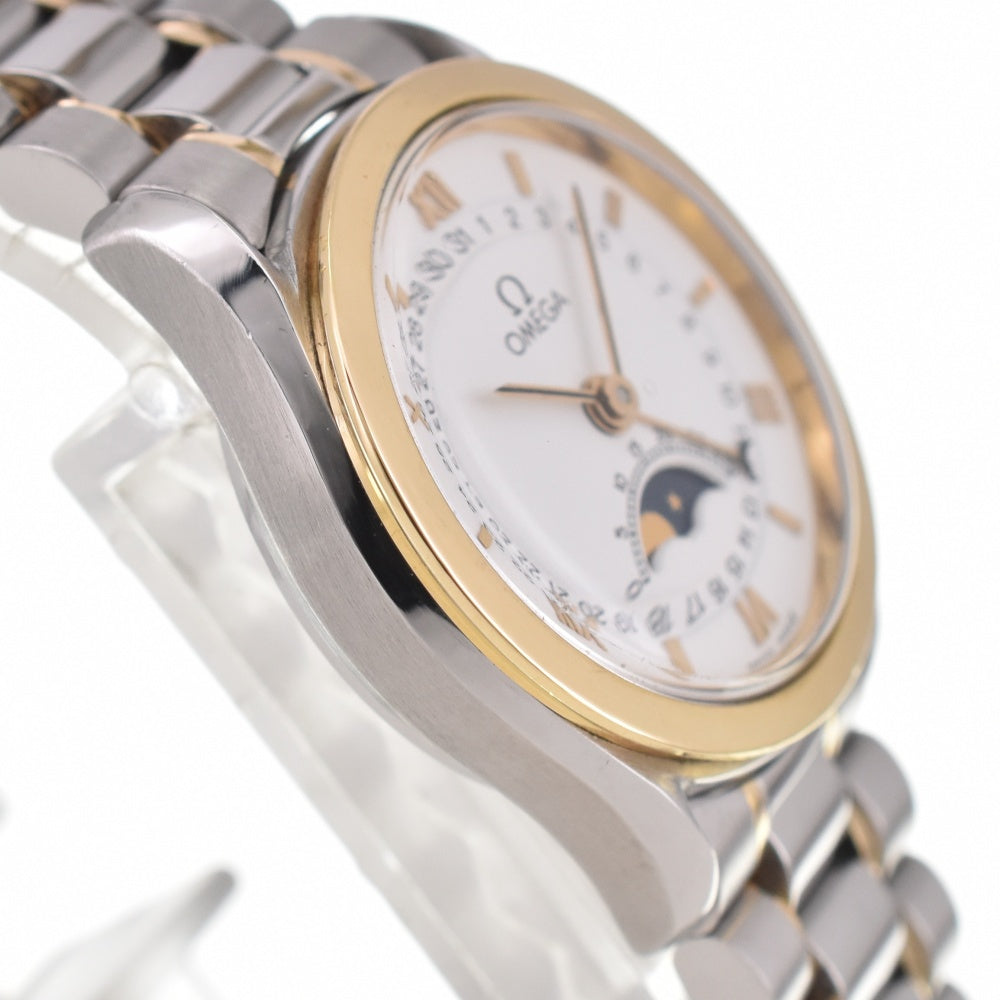 with paper OMEGA Classic 3380.2 Moon Phase Pointer Date Cal.721 white Dial Automatic Ladies
 Watch Q#138274