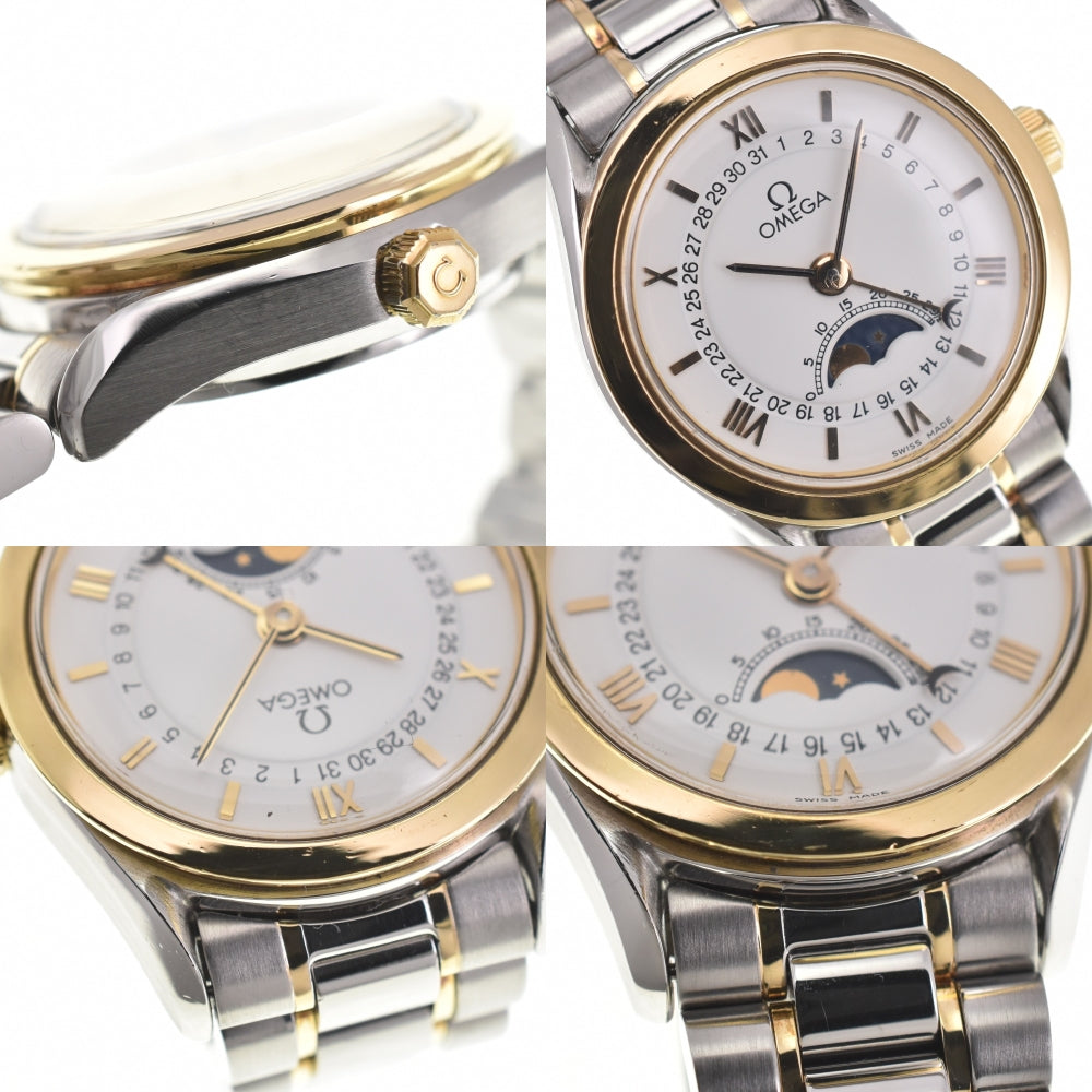 with paper OMEGA Classic 3380.2 Moon Phase Pointer Date Cal.721 white Dial Automatic Ladies
 Watch Q#138274