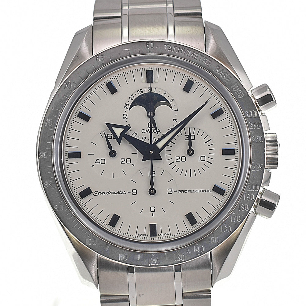 with paper OMEGA Speedmaster Professional Moonphase 3575.2 WG bezel white Dial Hand Winding Men's
 Watch B#138300