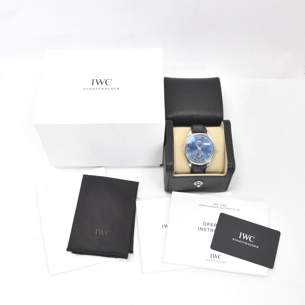 with paper IWC SCHAFFHAUSEN Portugieser Automatic 40 IW358305 Small second blue Dial Automatic Men's
 Watch A#138320