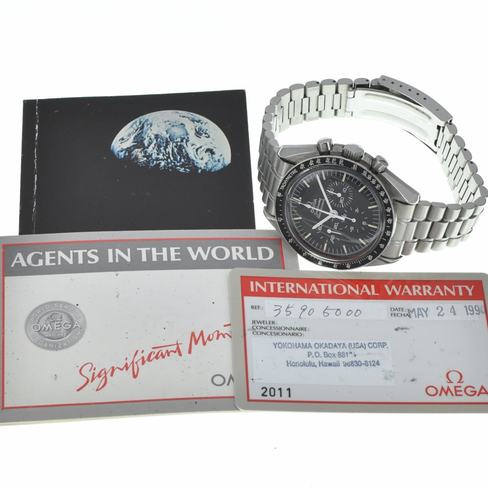 with paper OMEGA Speedmaster Professional 3590.5 Chronograph black Dial Hand Winding Men's
 Watch R#138322