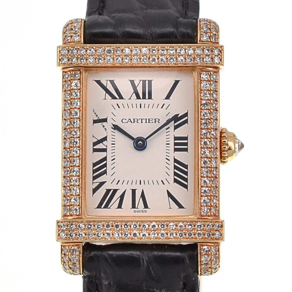 with paper CARTIER Tank Sino wards WA102231 K18YG Diamond Bezel Ivory Dial Quartz Ladies
 Watch Z#138335