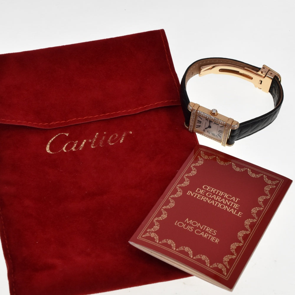 with paper CARTIER Tank Sino wards WA102231 K18YG Diamond Bezel Ivory Dial Quartz Ladies
 Watch Z#138335