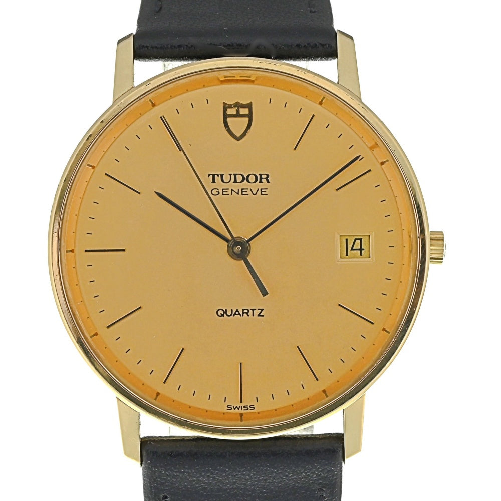 TUDOR Geneva 15008 K18YG / leather gold Dial Quartz Men's
 Watch Q#138338
