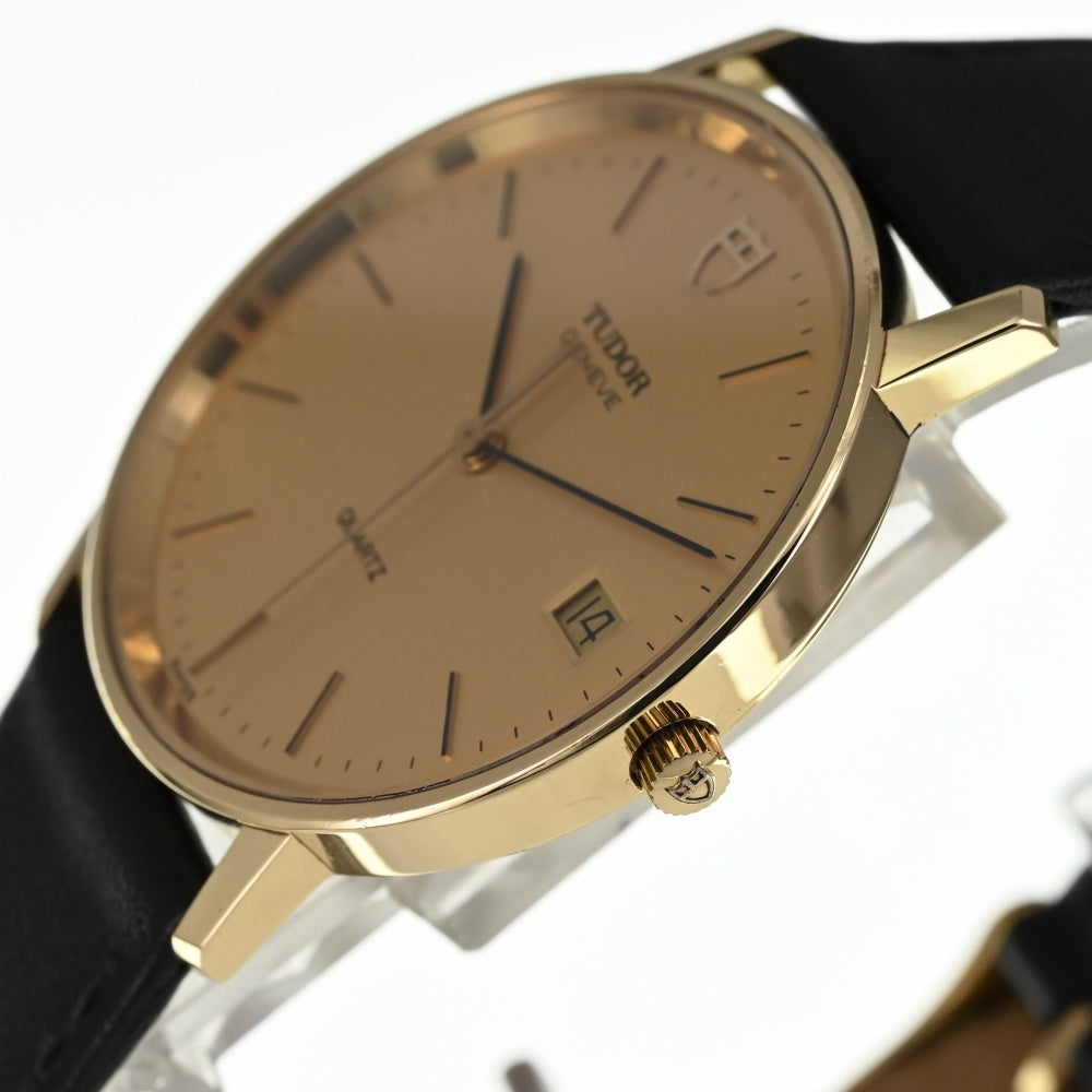 TUDOR Geneva 15008 K18YG / leather gold Dial Quartz Men's
 Watch Q#138338