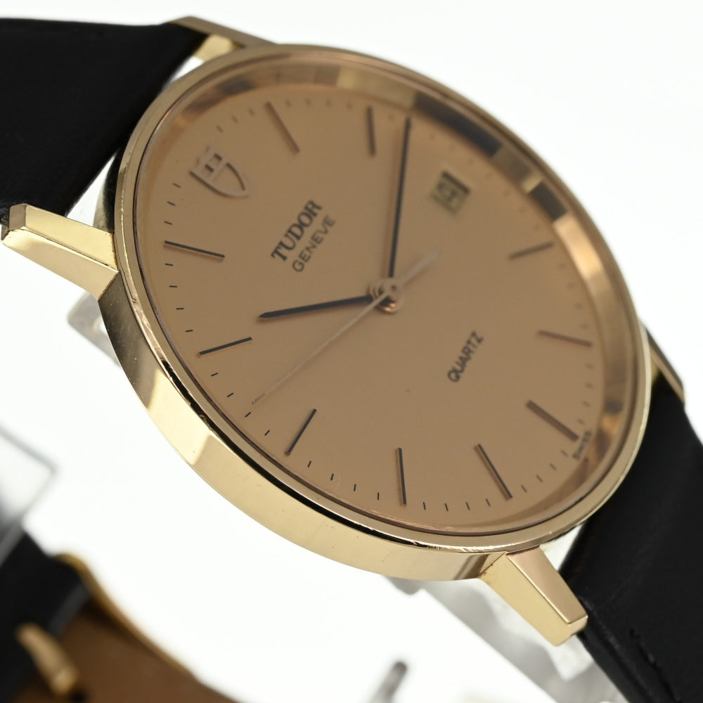 TUDOR Geneva 15008 K18YG / leather gold Dial Quartz Men's
 Watch Q#138338