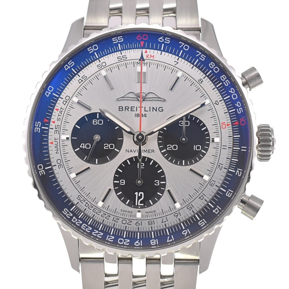 with paper BREITLING Navitimer 01 AB0138 Chronograph 43 Date Silver / Black Dial Automatic Men's
 Watch R#138342