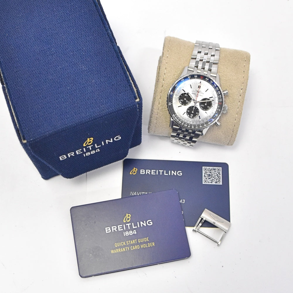 with paper BREITLING Navitimer 01 AB0138 Chronograph 43 Date Silver / Black Dial Automatic Men's
 Watch R#138342