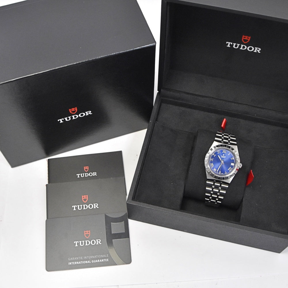 with paper TUDOR Royal 1.3" 28400 Date blue Dial Automatic Unisex
 Watch Q#138358