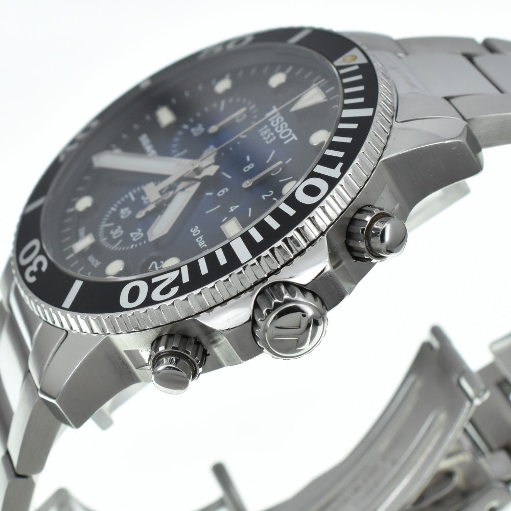 with paper TISSOT Sea star T120417 Chronograph Date blue Dial Quartz Men's
 Watch R#138476