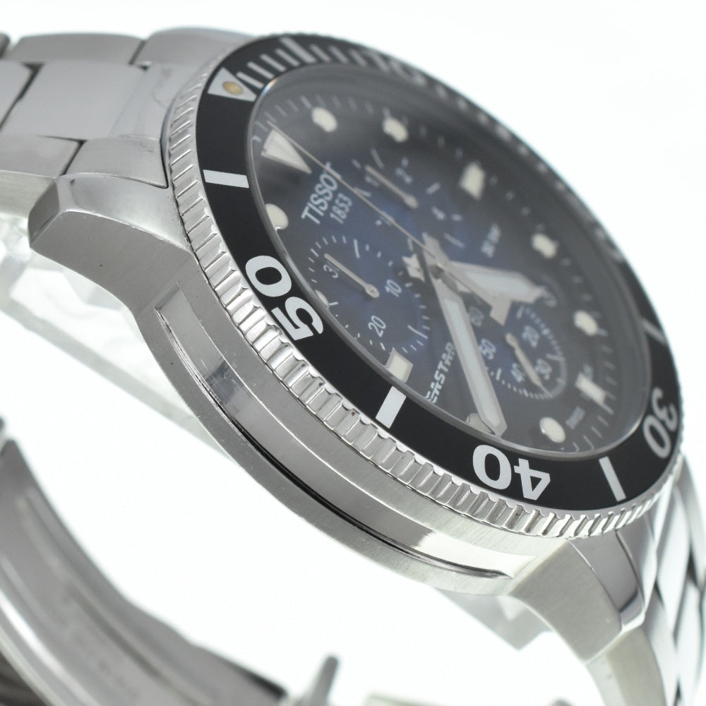 with paper TISSOT Sea star T120417 Chronograph Date blue Dial Quartz Men's
 Watch R#138476