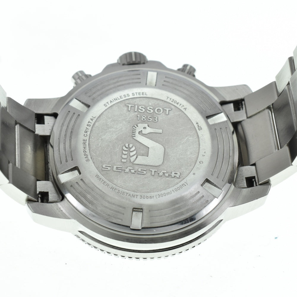 with paper TISSOT Sea star T120417 Chronograph Date blue Dial Quartz Men's
 Watch R#138476