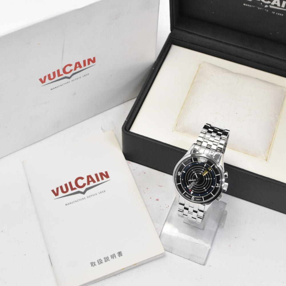 VULCAIN cricket nautical 100107.024 alarm black Dial Hand Winding Men's
 Watch C#138507