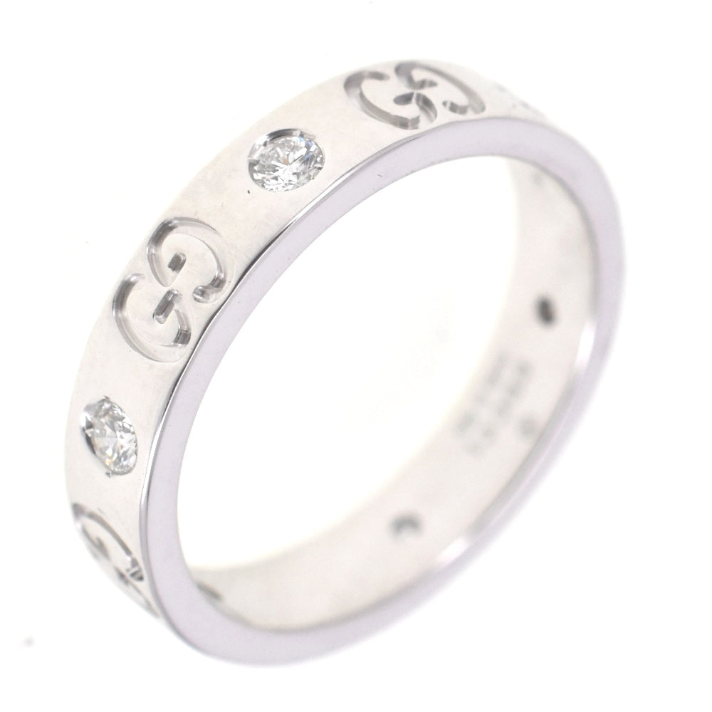 GUCCI Icon ring Size 51/JP11 K18WG Diamond Ladies
 jewelry S#138533