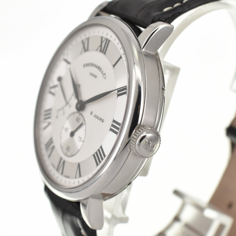 with paper EBERHARD 8 hours Grand tail 21027.2 CP Power reserve Small second Silver Dial Hand Winding Men's
 Watch A#138704