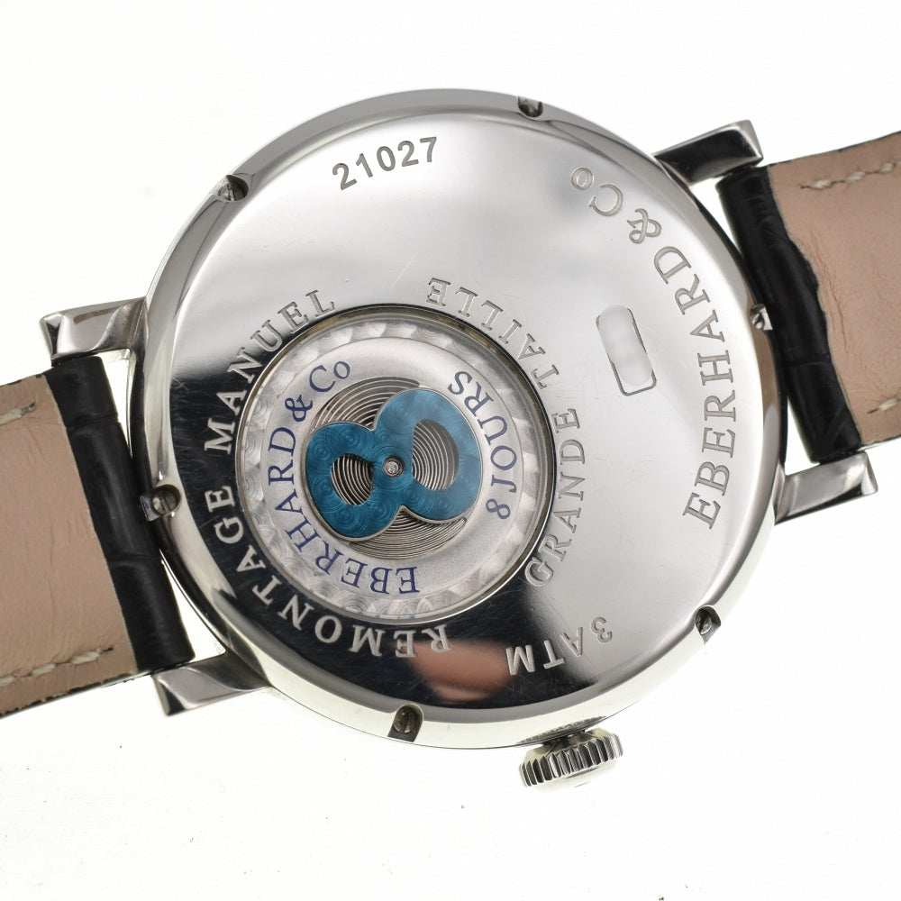 with paper EBERHARD 8 hours Grand tail 21027.2 CP Power reserve Small second Silver Dial Hand Winding Men's
 Watch A#138704