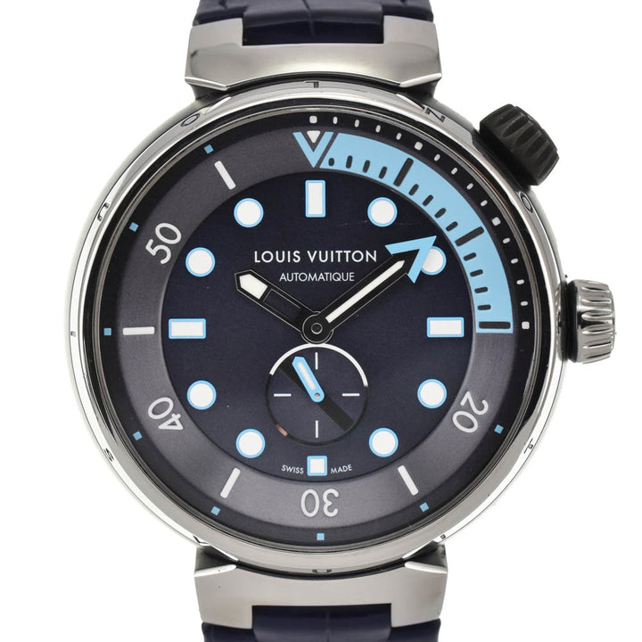 with paper LOUIS VUITTON Tambour Street Diver QA121 blue Dial Automatic Men's
 Watch A#138720